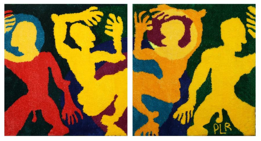 Image icon (72ppi) Pierre le riche - Searching for Greener Pastures, 2023, acrylic yarn on polyester and paint, diptych, each panel 70 x 75 cm