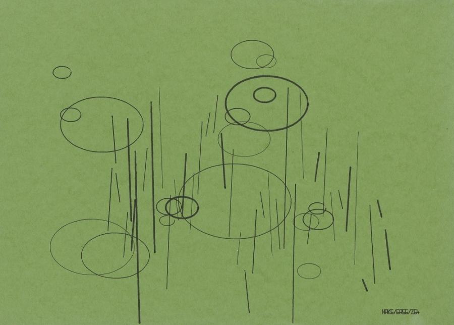 Frieder Nake, 7.4.65 Nr. 1+6, Plotter drawing, ink on paper, 1965,  © DAM Gallery