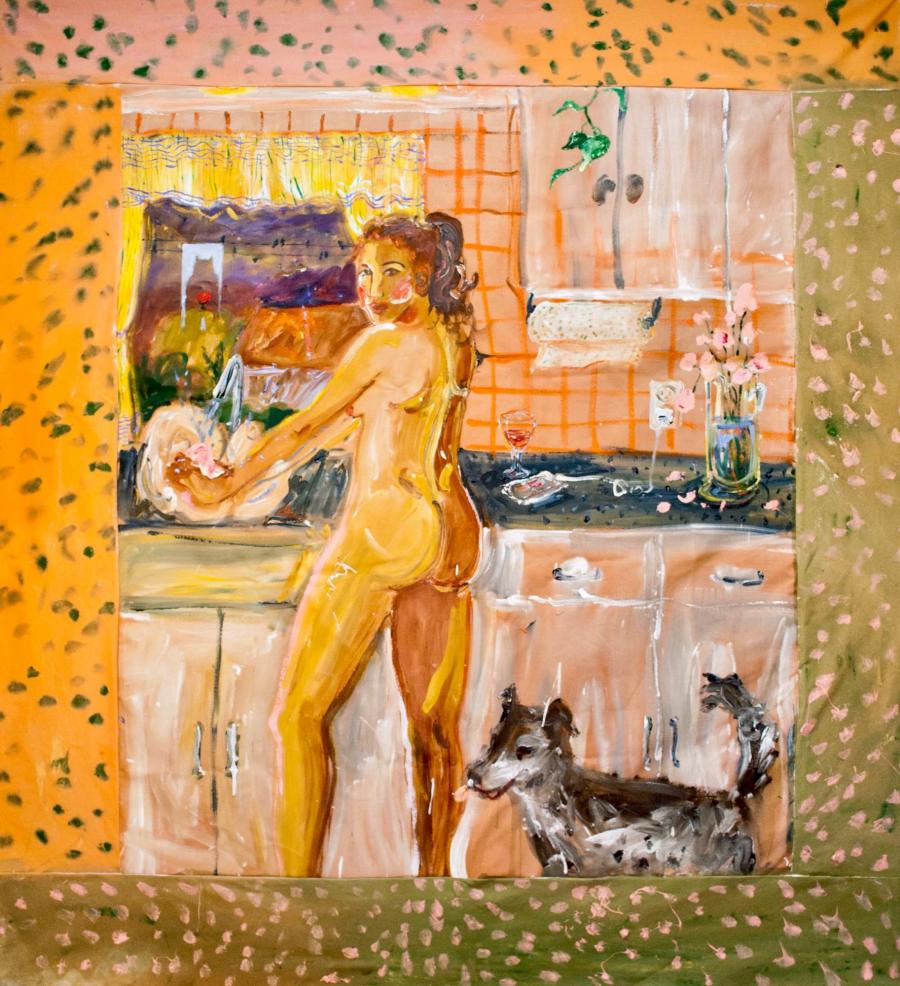 Katarina Janeckova Walshe, Dishwashing in Texas III, 2019, acrylic on canvas, 200 x 180 cm