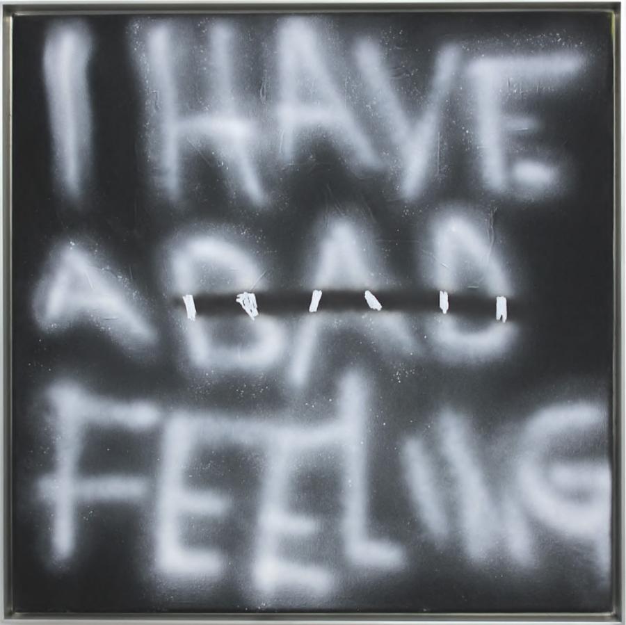 Felix Leon Westner, I HAVE A BAD FEELING, 2024, Acrylic and spray paint on canvas, 52 x 52 cm