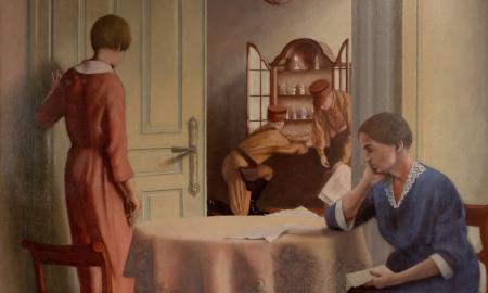 Barbara Loftus, Witnessing the Confiscation (Detail), 2022, Ölfarbe auf Leinwand / oil on canvas, 167 x 140 cm